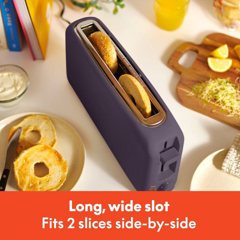 slide 5 of 9, bella Housewares bella 2-Slice Slim Toaster Plum: Metal, 900W, 2-Year Warranty, Spot Clean, 6.85" H, 3.58" D, 14.88" W, 1.98 lbs, 1.98 lb