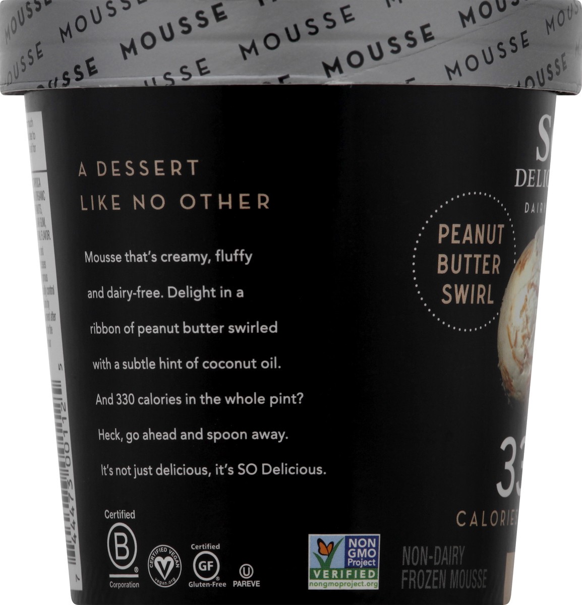 slide 5 of 8, So Delicious Dairy Free Coconut Milk Frozen Mousse, Peanut Butter, Vegan, Non-GMO Project Verified, 1 Pint, 16 fl oz