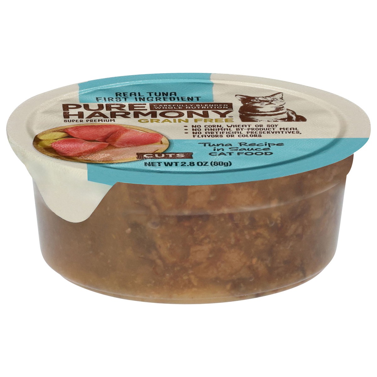 slide 1 of 16, Pure Harmony Super Premium Cuts Grain Free Tuna Recipe in Sauce Cat Food 2.8 oz, 2.79 oz