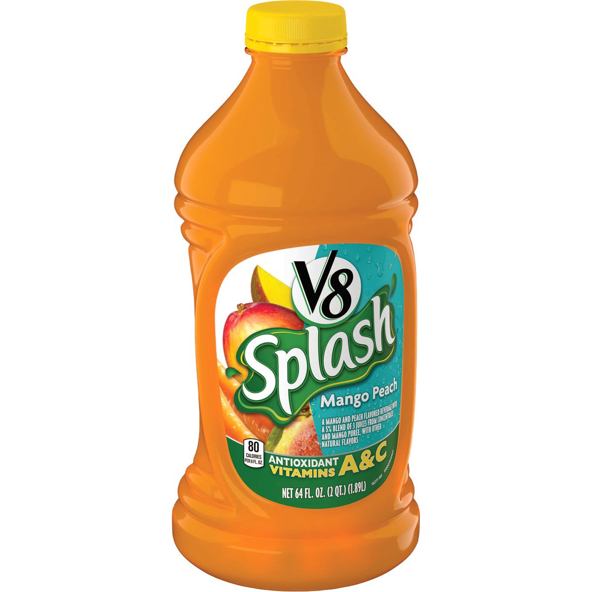 slide 4 of 7, V8 Splash Mango Peach, 64 oz