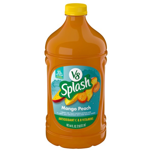 slide 1 of 7, V8 Splash Mango Peach, 64 oz