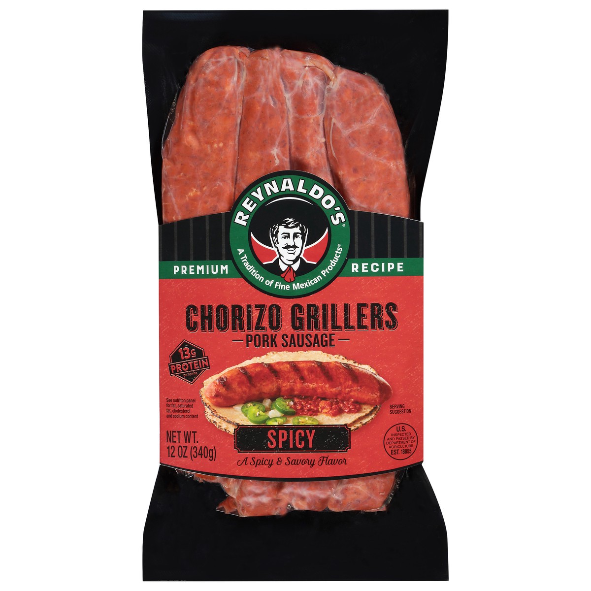 slide 3 of 4, Reynaldo's Premium Recipe Chorizo Grillers Spicy Pork Sausage 12 oz, 12 oz