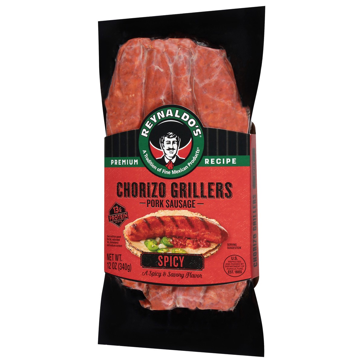 slide 4 of 4, Reynaldo's Premium Recipe Chorizo Grillers Spicy Pork Sausage 12 oz, 12 oz