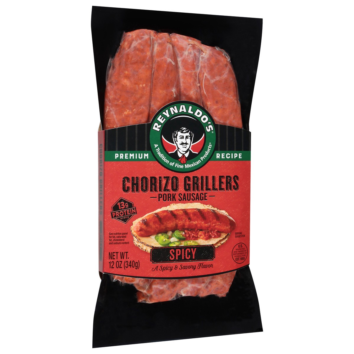 slide 2 of 4, Reynaldo's Premium Recipe Chorizo Grillers Spicy Pork Sausage 12 oz, 12 oz