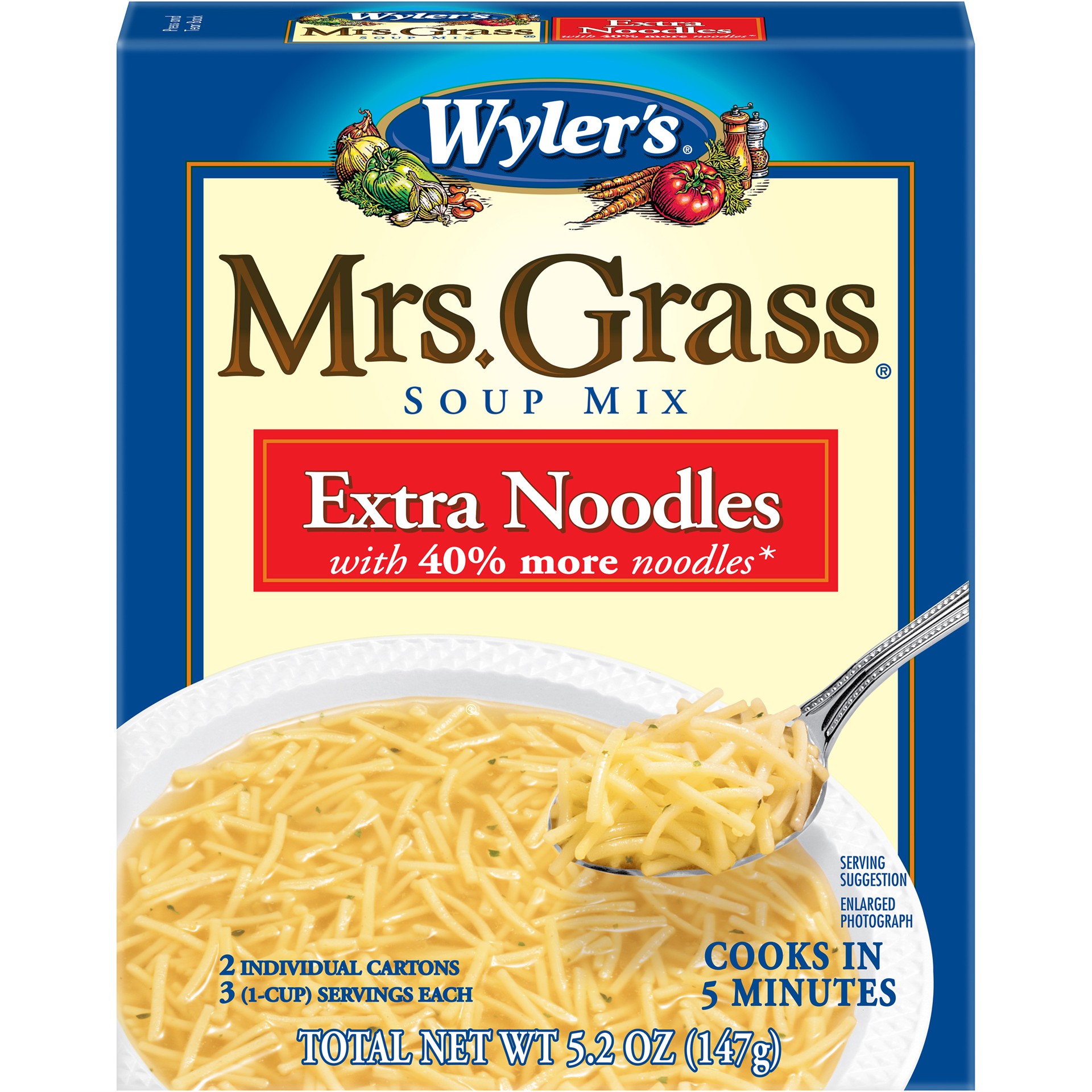 slide 1 of 5, Mrs. Grass Extra Noodles Soup Mix, 2 ct Pack, 2 ct