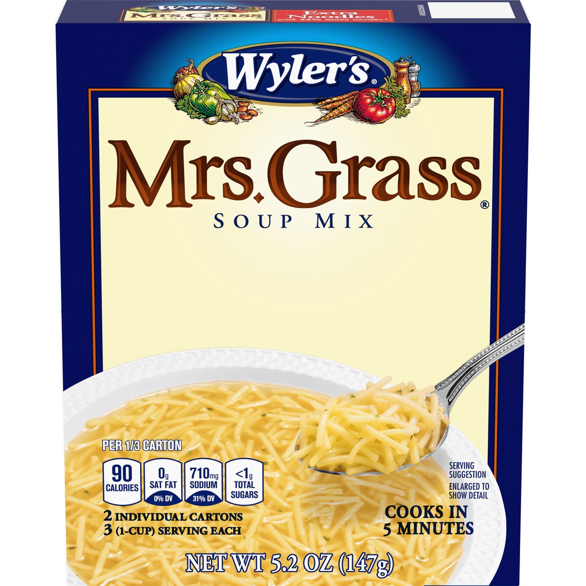 slide 1 of 5, Mrs. Grass Extra Noodles Soup Mix, 2 ct Pack, 2 ct