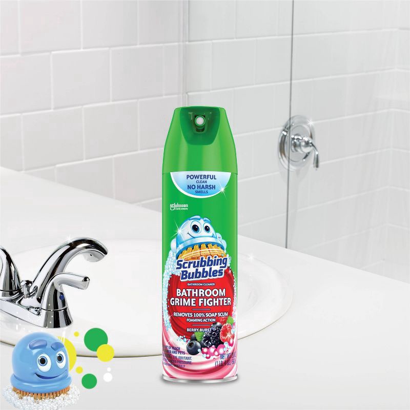 slide 2 of 9, Scrubbing Bubbles Berry Burst Bathroom Grime Fighter - 20oz, 20 oz