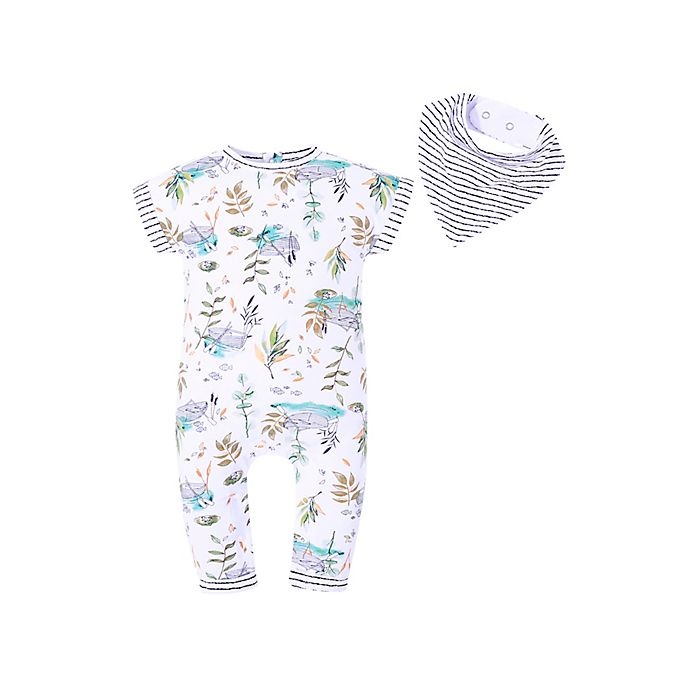 slide 1 of 5, Kidding Around Baby Boys long leg romper and bib, 1 ct