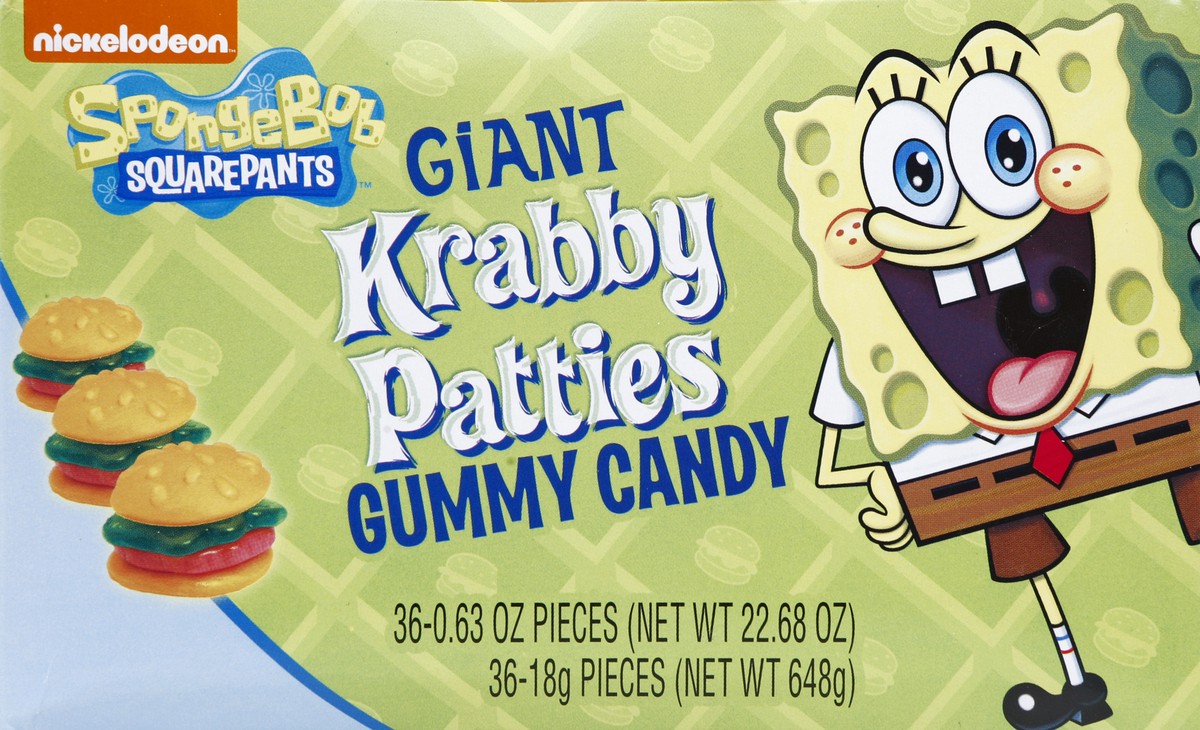 slide 4 of 4, Krabby Patties Giant Gummy Candy 36 - 0.63 oz Pieces, 36 ct