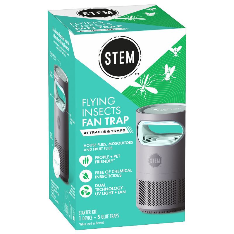 slide 13 of 13, STEM Electric Fan Fruit Fly, Gnat and Fly Trap Indoor Starter Kit - 1 Unit + 5 Glue Traps, 1 ct