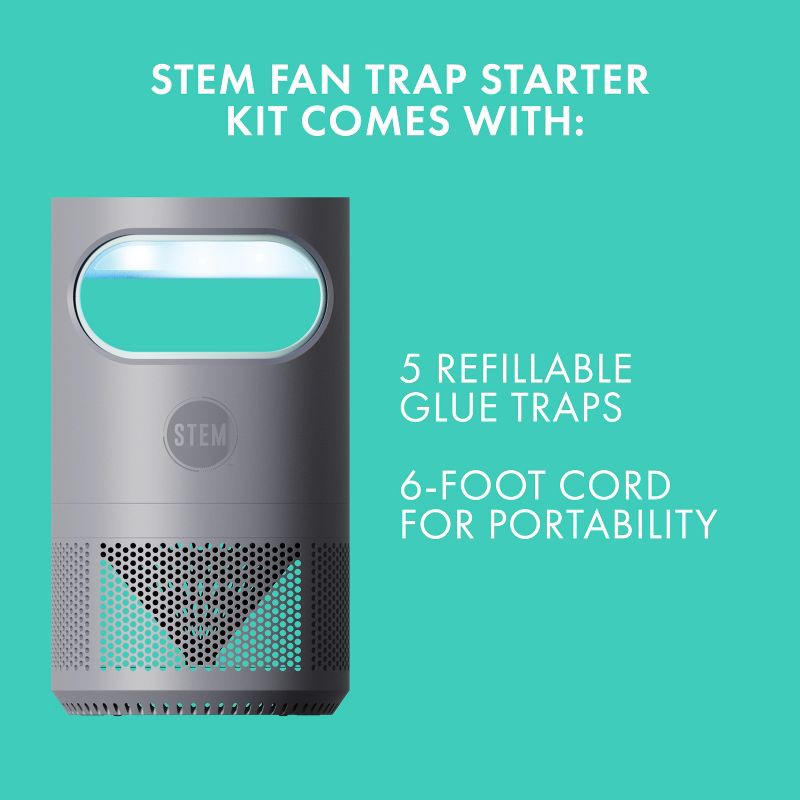 slide 7 of 13, STEM Electric Fan Fruit Fly, Gnat and Fly Trap Indoor Starter Kit - 1 Unit + 5 Glue Traps, 1 ct