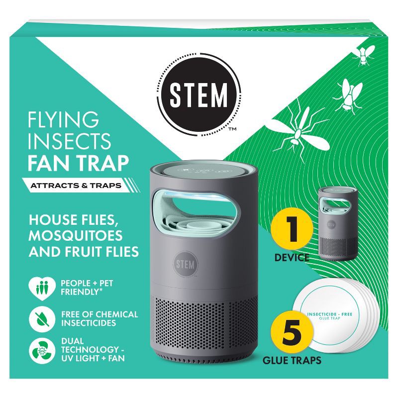 slide 1 of 13, STEM Electric Fan Fruit Fly, Gnat and Fly Trap Indoor Starter Kit - 1 Unit + 5 Glue Traps, 1 ct
