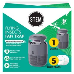 STEM Electric Fan Fruit Fly, Gnat and Fly Trap Indoor Starter Kit - 1 Unit + 5 Glue Traps