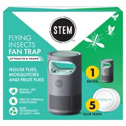 STEM Electric Fan Fruit Fly, Gnat and Fly Trap Indoor Starter Kit - 1 Unit + 5 Glue Traps