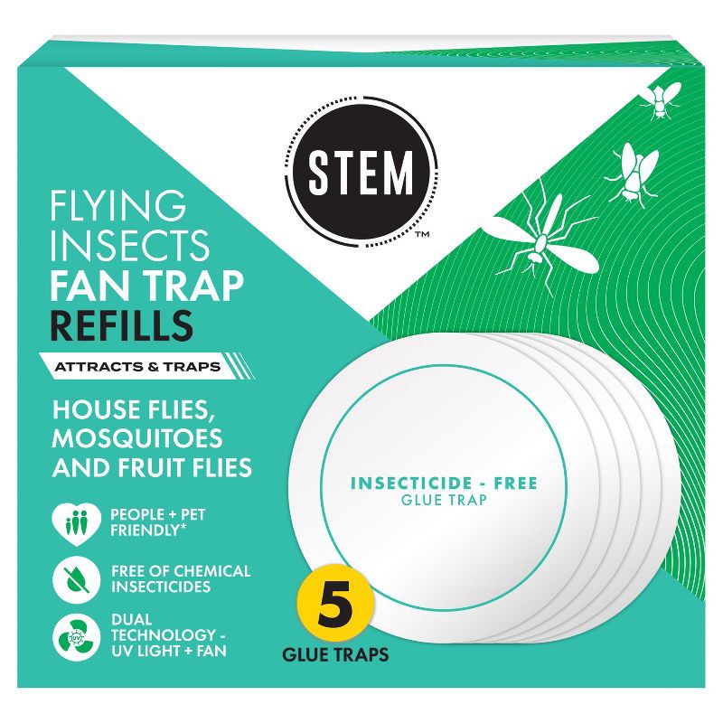 slide 1 of 13, STEM Electric Fan Fly & Gnat Trap Indoor Refills - 5 Glue Traps, 1 ct