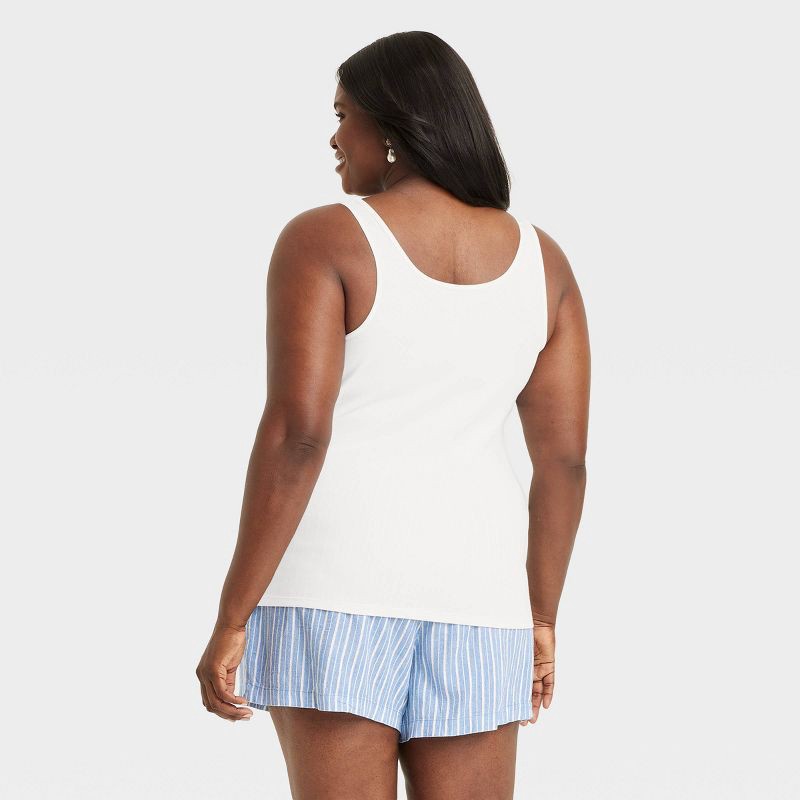 slide 2 of 4, Women's Slim Fit Layered Tank Top - A New Day™ White XXL: Cotton Modal Blend, Scoopneck, Knit Rib, 1 ct