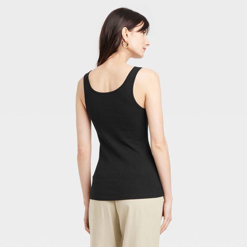 slide 2 of 4, Women's Slim Fit Layered Tank Top - A New Day™ Black XS: Cotton Modal Blend, Scoopneck, Pullover Style, 1 ct