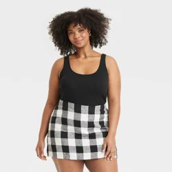 Women's Slim Fit Layered Tank Top - A New Day™ Black XXL: Cotton Modal Blend, Scoopneck, Sleeveless Pullover, Knit Rib