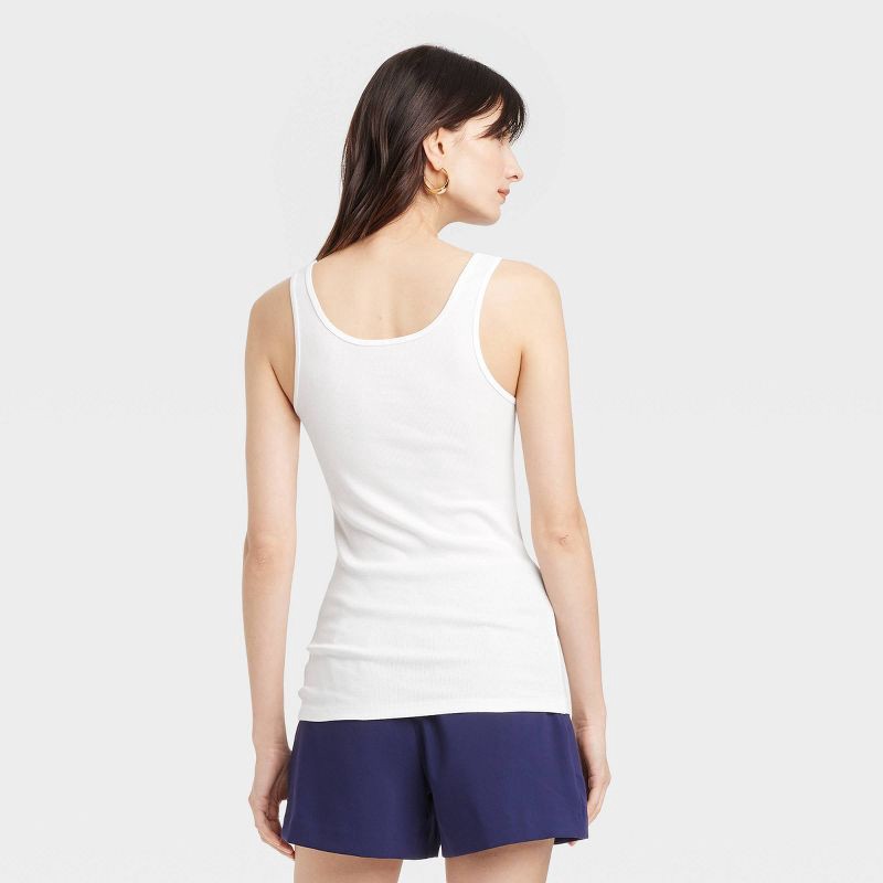 slide 2 of 4, Women's Slim Fit Layered Tank Top - A New Day™ White M: Cotton Modal Blend, Scoopneck, Pullover Style, 1 ct