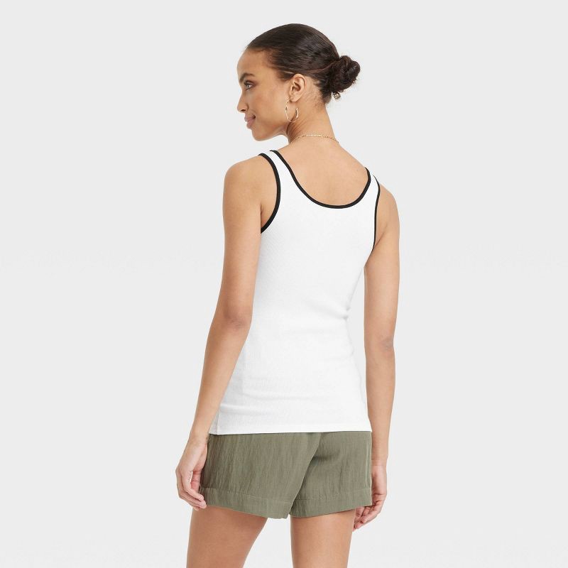 slide 2 of 4, Women's Slim Fit Layered Tank Top - A New Day™ White/Black L: Cotton Modal Blend, Scoopneck, Sleeveless Pullover, 1 ct