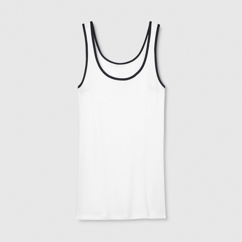 slide 4 of 4, Women's Slim Fit Layered Tank Top - A New Day™ White/Black L: Cotton Modal Blend, Scoopneck, Sleeveless Pullover, 1 ct