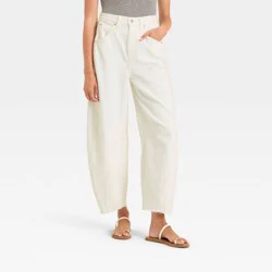 Women's High-Rise Curved Leg Barrel Jeans - Universal Thread™ White 6