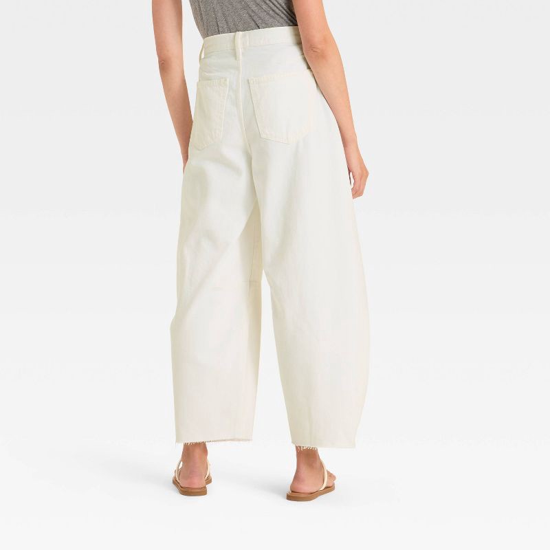 slide 2 of 3, Women's High-Rise Curved Leg Barrel Jeans - Universal Thread™ White 14, 1 ct