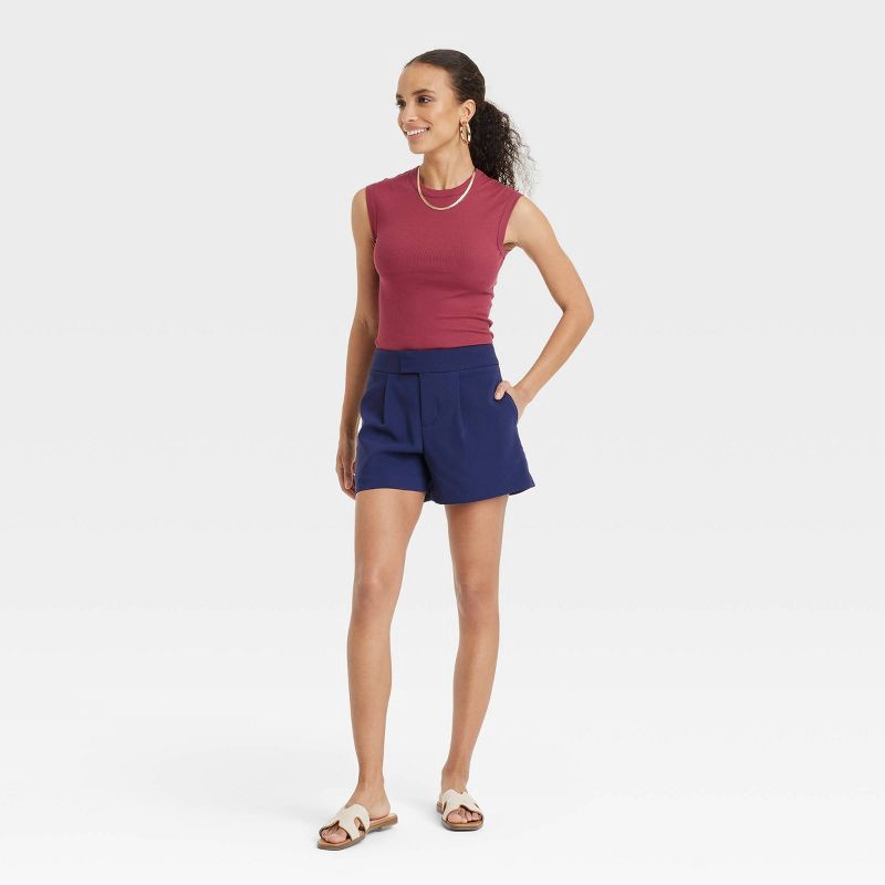 slide 3 of 4, Women's Ribbed Muscle Tank Top - A New Day™ Dark Pink XS: Cotton Modal Blend, Crew Neck, Pullover Style, 1 ct
