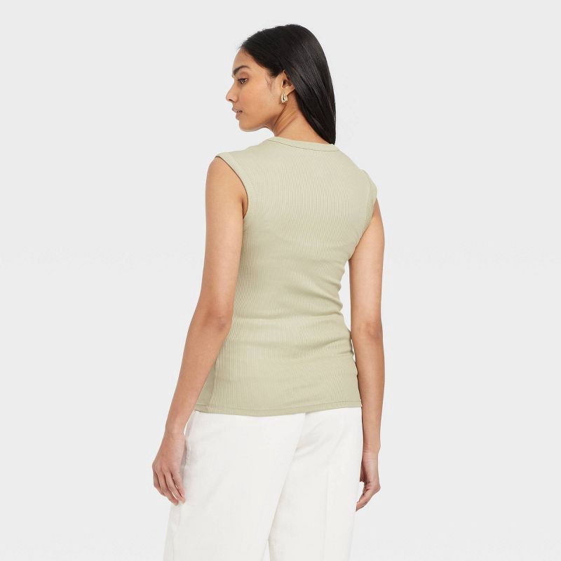 slide 2 of 4, Women's Ribbed Muscle Tank Top - A New Day™ Light Green S: Cotton Modal Blend, Midweight, Crew Neck, 1 ct