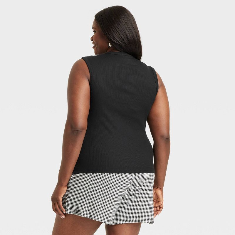 slide 2 of 3, Women's Ribbed Muscle Tank Top - A New Day™ Black XXL: Cotton Modal Blend, Midweight, Crew Neck, Pullover, 1 ct