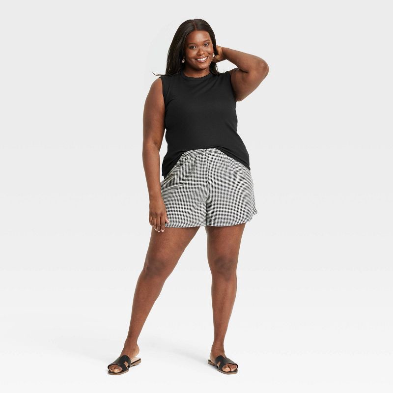 slide 3 of 3, Women's Ribbed Muscle Tank Top - A New Day™ Black XXL: Cotton Modal Blend, Midweight, Crew Neck, Pullover, 1 ct