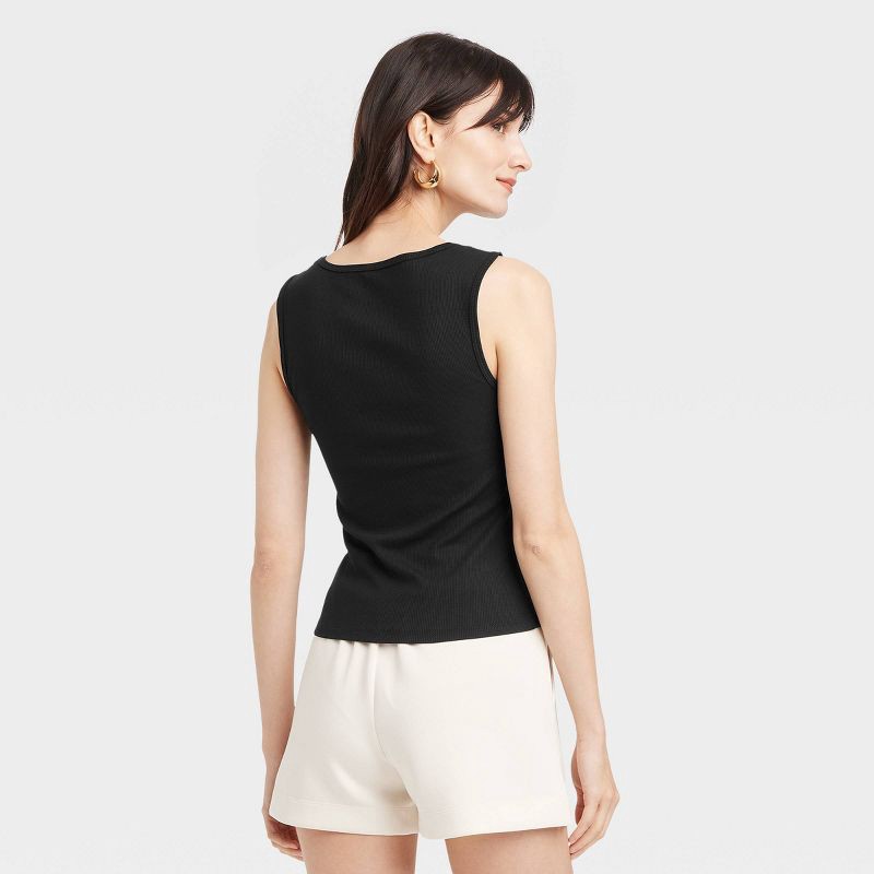 slide 2 of 4, Women's Ribbed Tank Top - A New Day™ Black XL: Cotton Modal Blend, Squareneck, Pullover, Midweight Fabric, 1 ct