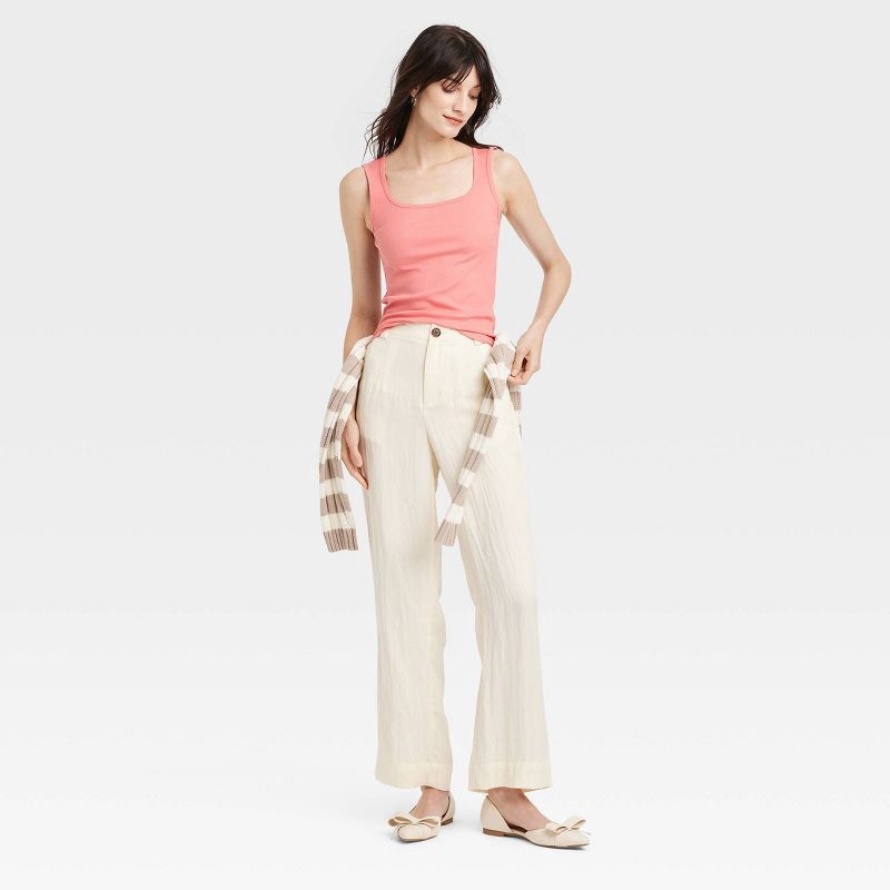 slide 3 of 4, Women's Ribbed Tank Top - A New Day™ Coral XL: Cotton-Modal Blend, Squareneck, Sleeveless, Midweight, Machine Washable, 1 ct