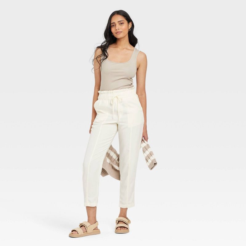 slide 2 of 4, Women's Ribbed Tank Top - A New Day™ Beige M: Squareneck, Midweight, Pullover, Sleeveless, At Hip, 1 ct