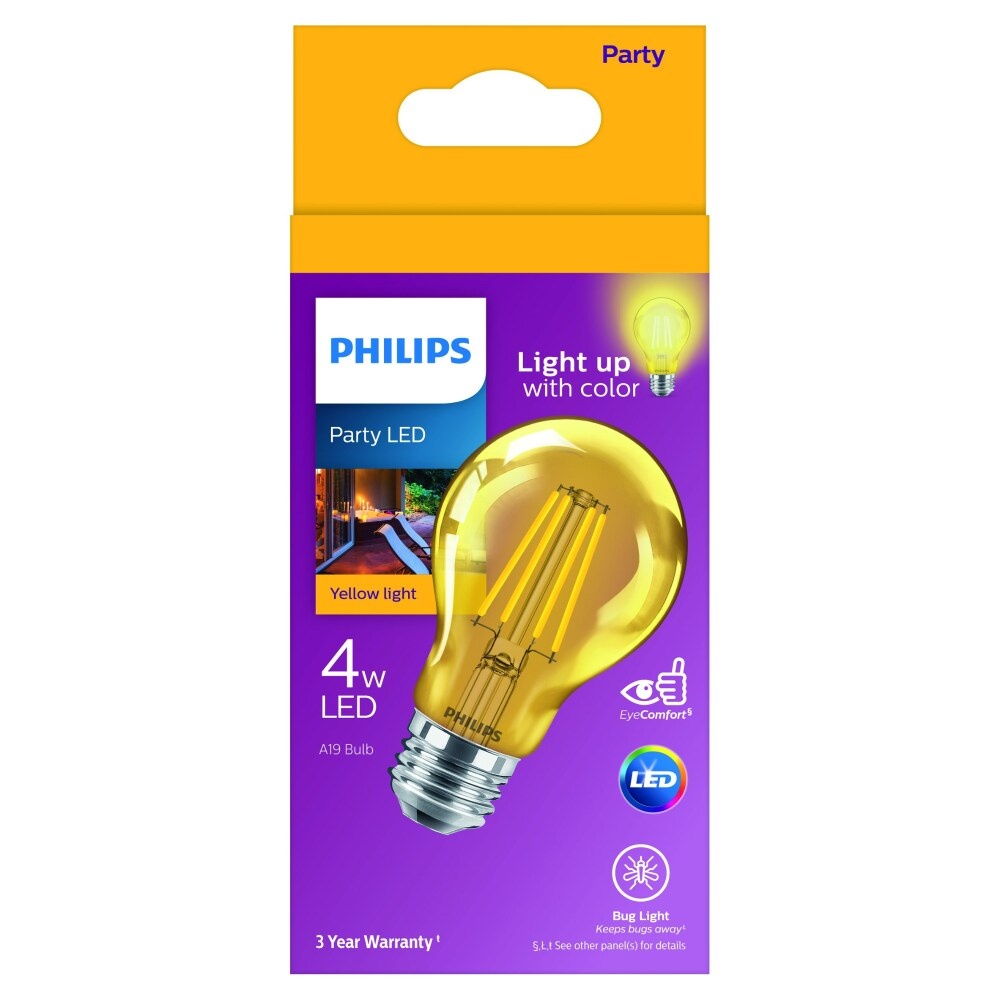 slide 1 of 1, Philips 4-Watt A19 Party Led Light Bulb - Yellow, 1 ct