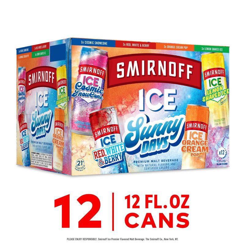 slide 2 of 8, Smirnoff Ice Sunny Days Variety Pack - 12pk/12 fl oz Cans, 12 ct; 12 fl oz
