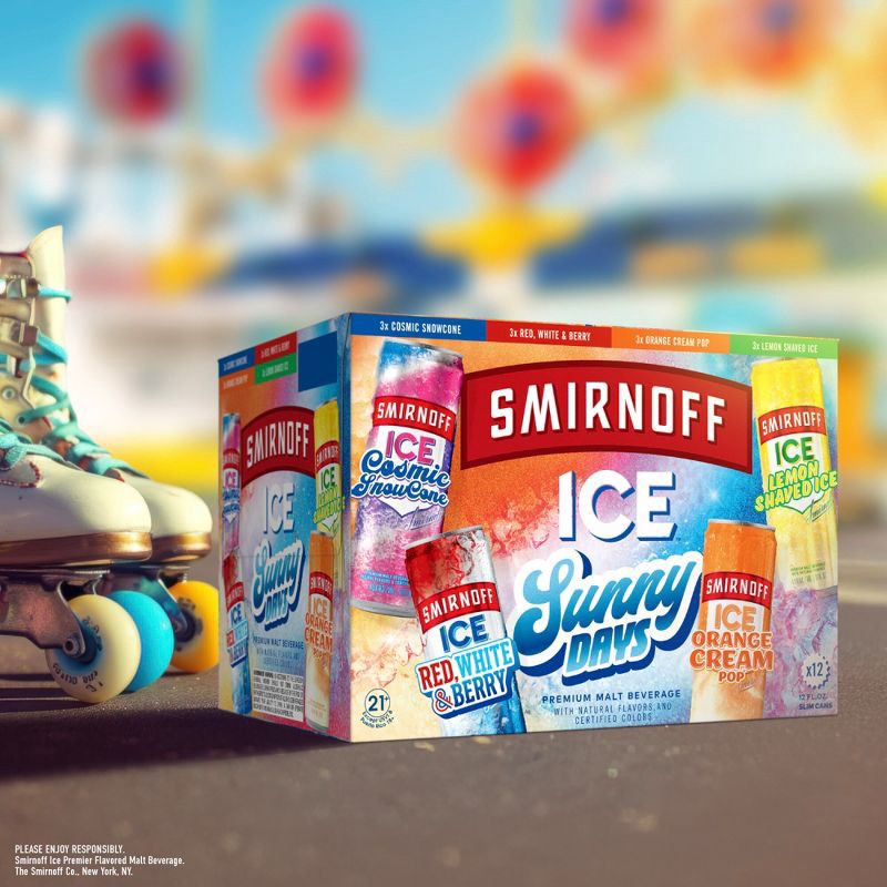 slide 5 of 8, Smirnoff Ice Sunny Days Variety Pack - 12pk/12 fl oz Cans, 12 ct; 12 fl oz