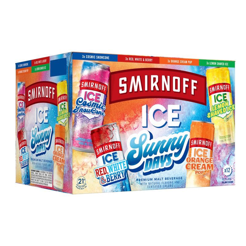 slide 8 of 8, Smirnoff Ice Sunny Days Variety Pack - 12pk/12 fl oz Cans, 12 ct; 12 fl oz