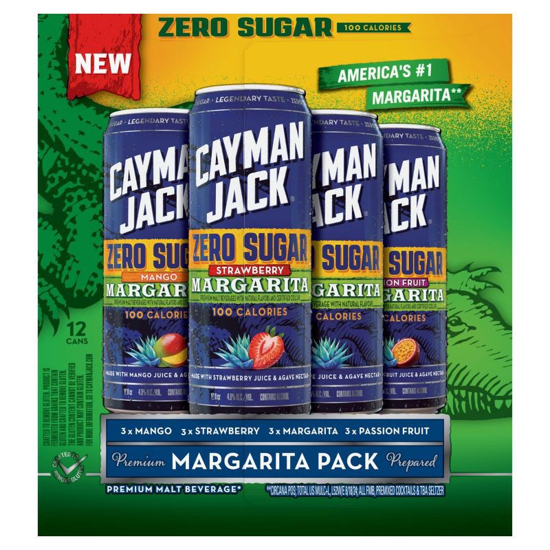slide 11 of 11, Cayman Jack Zero Sugar Variety Pack - 12pk/12 fl oz Cans, 12 ct; 12 fl oz