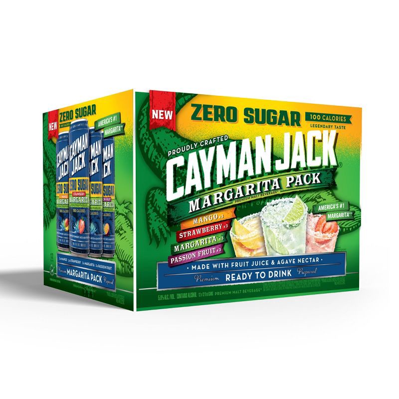 slide 1 of 11, Cayman Jack Zero Sugar Variety Pack - 12pk/12 fl oz Cans, 12 ct; 12 fl oz