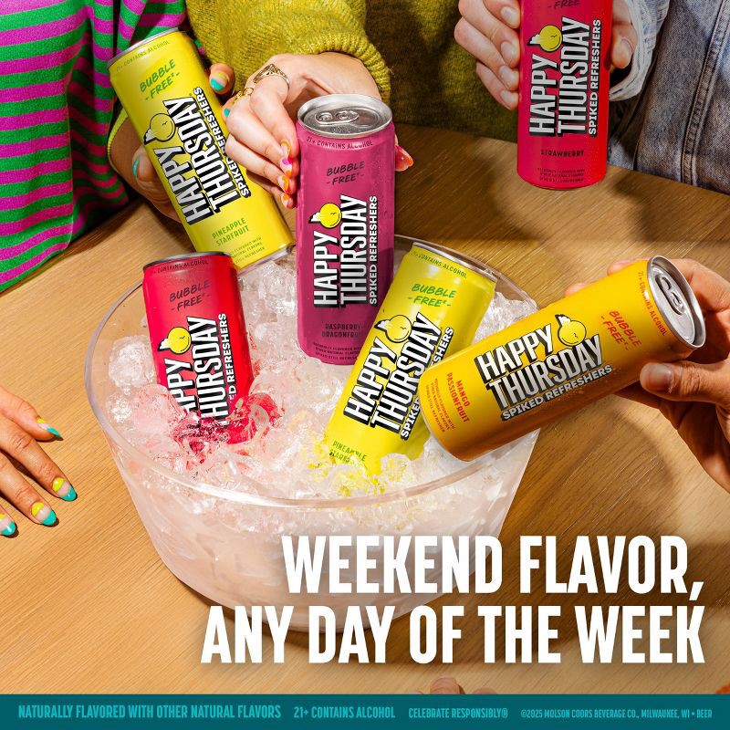 slide 5 of 7, Happy Thursday Variety Spiked Refreshers - 12pk/12 fl oz Cans, 12 ct; 12 fl oz