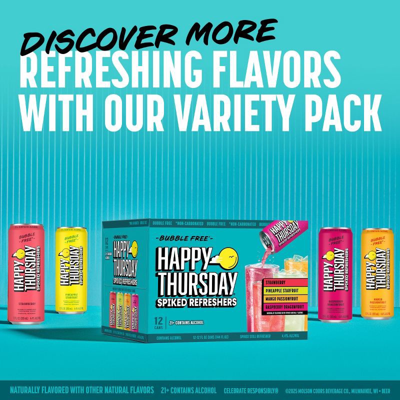 slide 6 of 7, Happy Thursday Variety Spiked Refreshers - 12pk/12 fl oz Cans, 12 ct; 12 fl oz