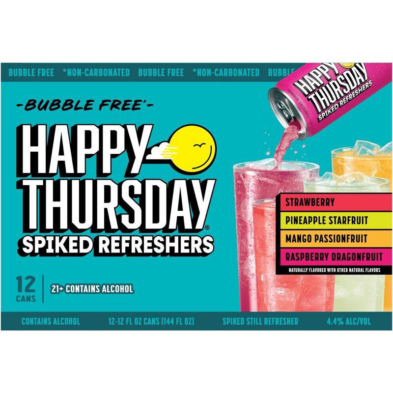 slide 7 of 7, Happy Thursday Variety Spiked Refreshers - 12pk/12 fl oz Cans, 12 ct; 12 fl oz