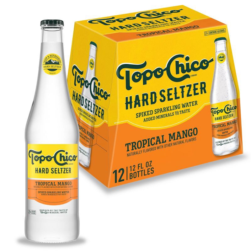slide 1 of 7, Topo Chico Hard Seltzer Tropical Mango - 12pk/12 fl oz Bottles, 12 ct; 12 fl oz