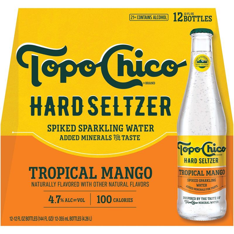 slide 7 of 7, Topo Chico Hard Seltzer Tropical Mango - 12pk/12 fl oz Bottles, 12 ct; 12 fl oz