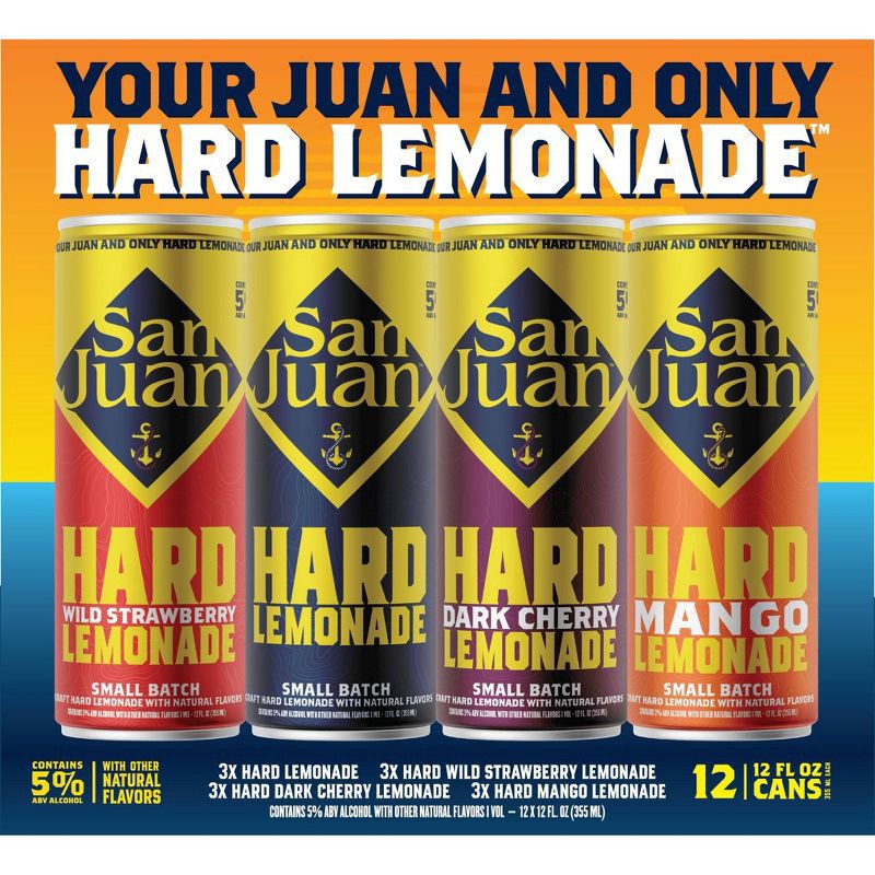 slide 4 of 7, San Juan Seltzer Hard Lemonade Variety - 12pk/12 fl oz Cans, 12 ct; 12 fl oz