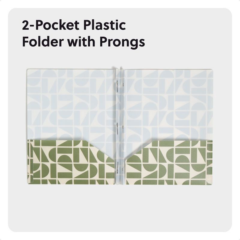slide 3 of 6, U Brands 2 Pocket Fashion Plastic Folder Off Beat Geo Green, School Supplies, 1 ct