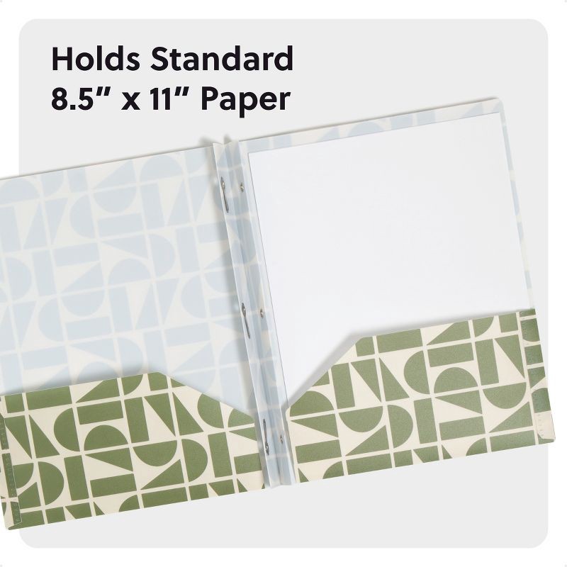 slide 4 of 6, U Brands 2 Pocket Fashion Plastic Folder Off Beat Geo Green, School Supplies, 1 ct