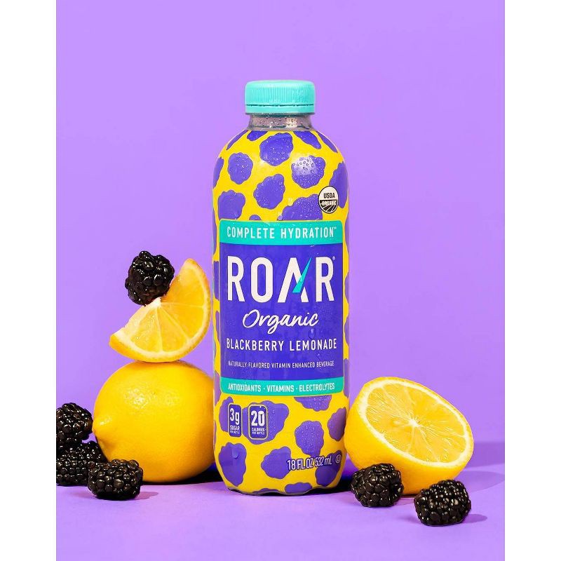 slide 2 of 5, ROAR Organic Blackberry Lemonade Flavored Water - 18 fl oz, 18 fl oz