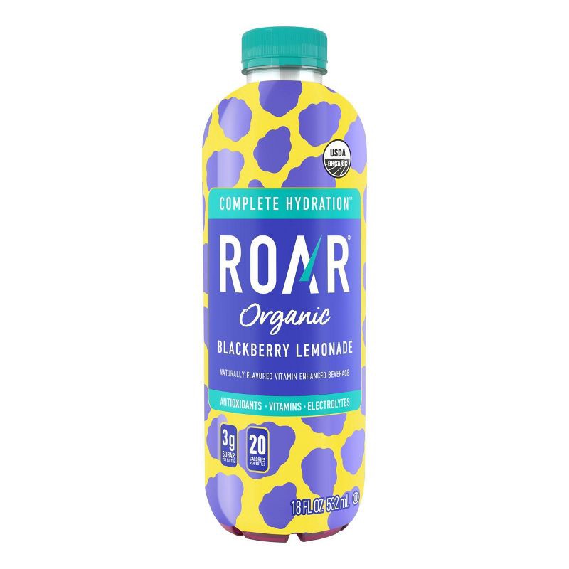 slide 1 of 5, ROAR Organic Blackberry Lemonade Flavored Water - 18 fl oz, 18 fl oz